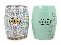 Two Glazed Porcelain Garden Seats