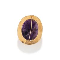A Neoclassical Gold and Amethyst Cameo Brooch with a Portrait of the God Zeus