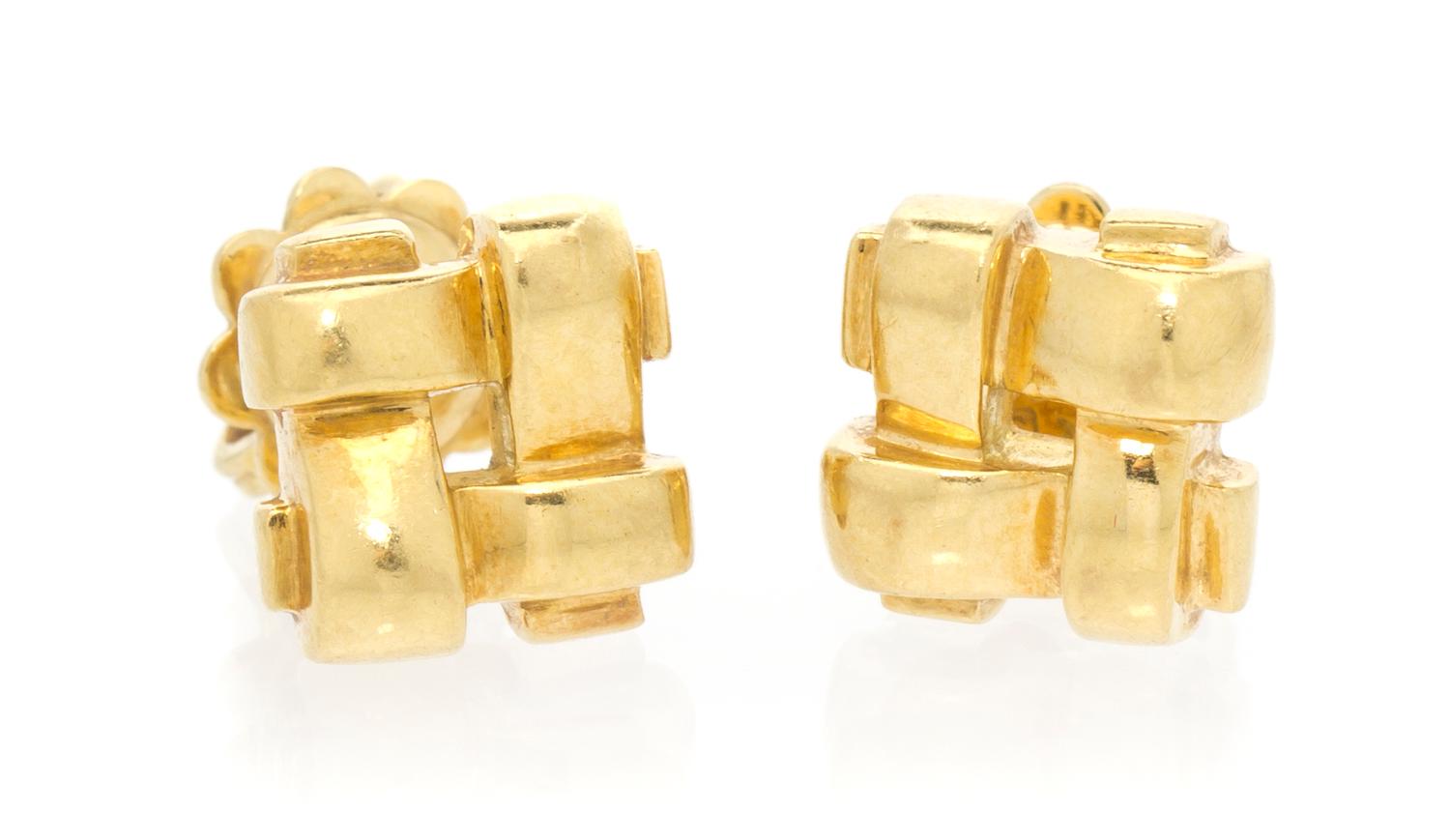 A Pair of 18 Karat Yellow Gold Earrings, Tiffany & Co., 3.90 dwts.