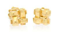 A Pair of 18 Karat Yellow Gold Earrings, Tiffany & Co., 3.90 dwts.