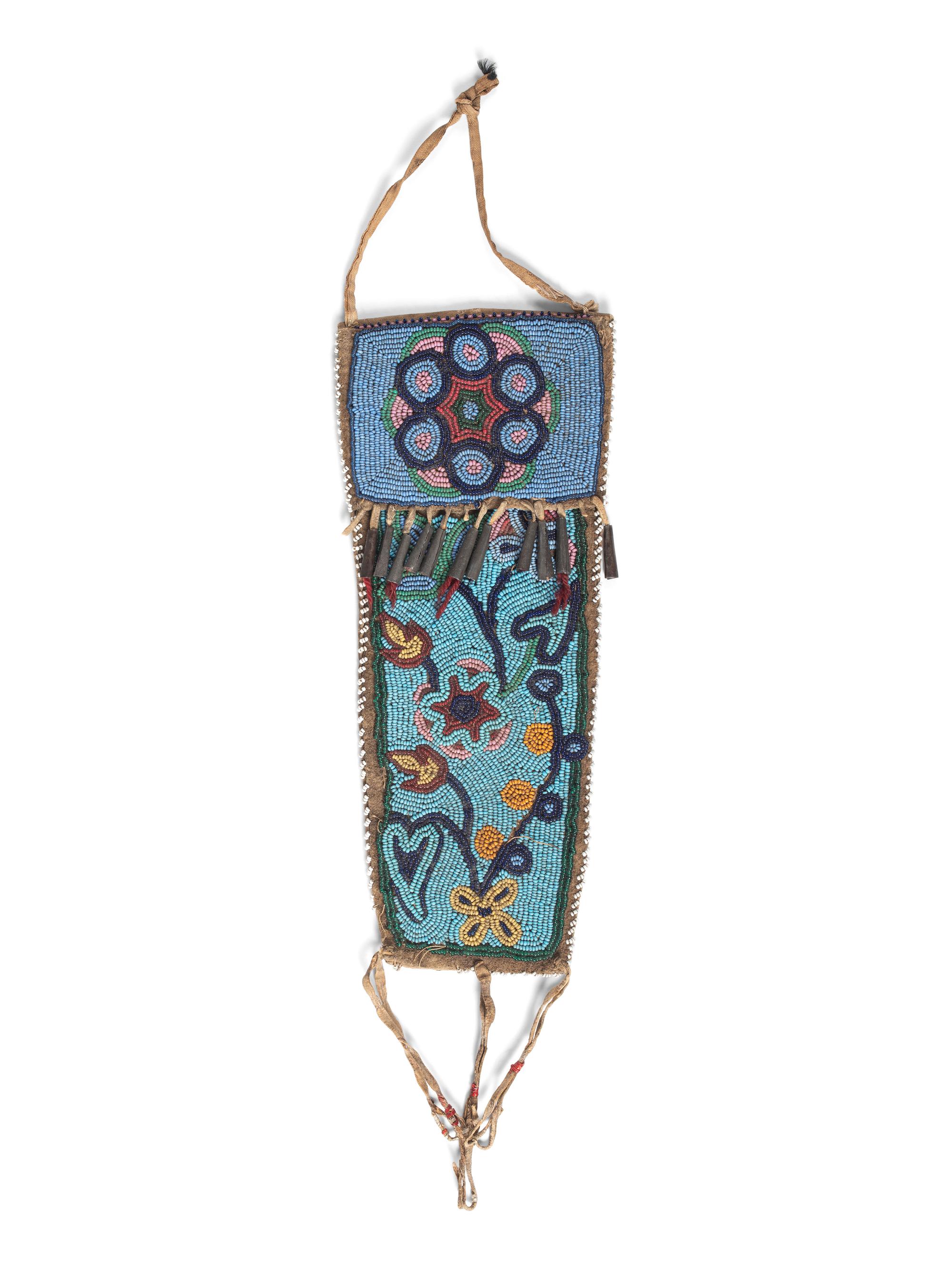 Great Lakes Beaded Hide Knife Sheath, with Floral Design