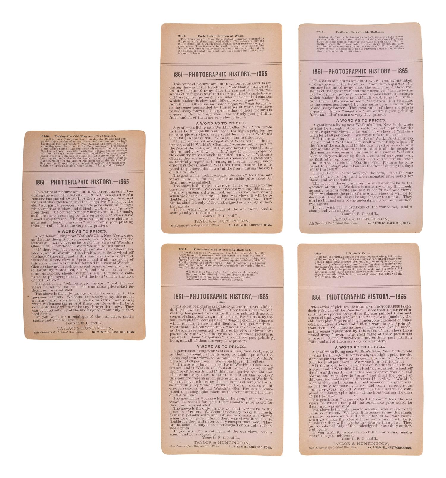 [CIVIL WAR]. A group of 23 stereoviews featuring significant locations and events throughout the war. Hartford, CT: Taylor & Huntington, ca 1890s.