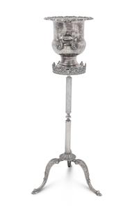 A Silvered Metal Candle Stand