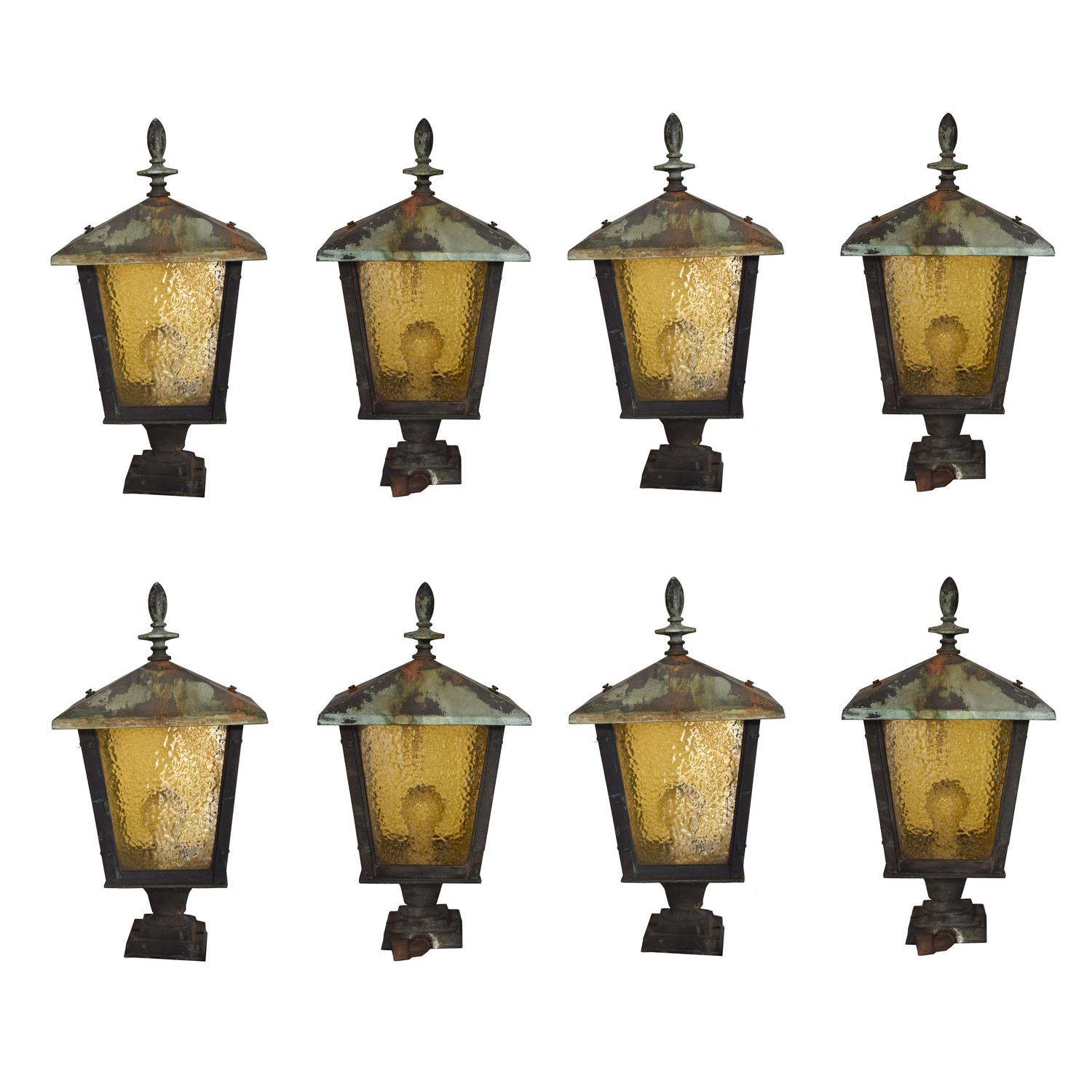 A Set of Eight American Bronze Lanterns 11" W x 11" D x 21" H — United States, Circa 1900