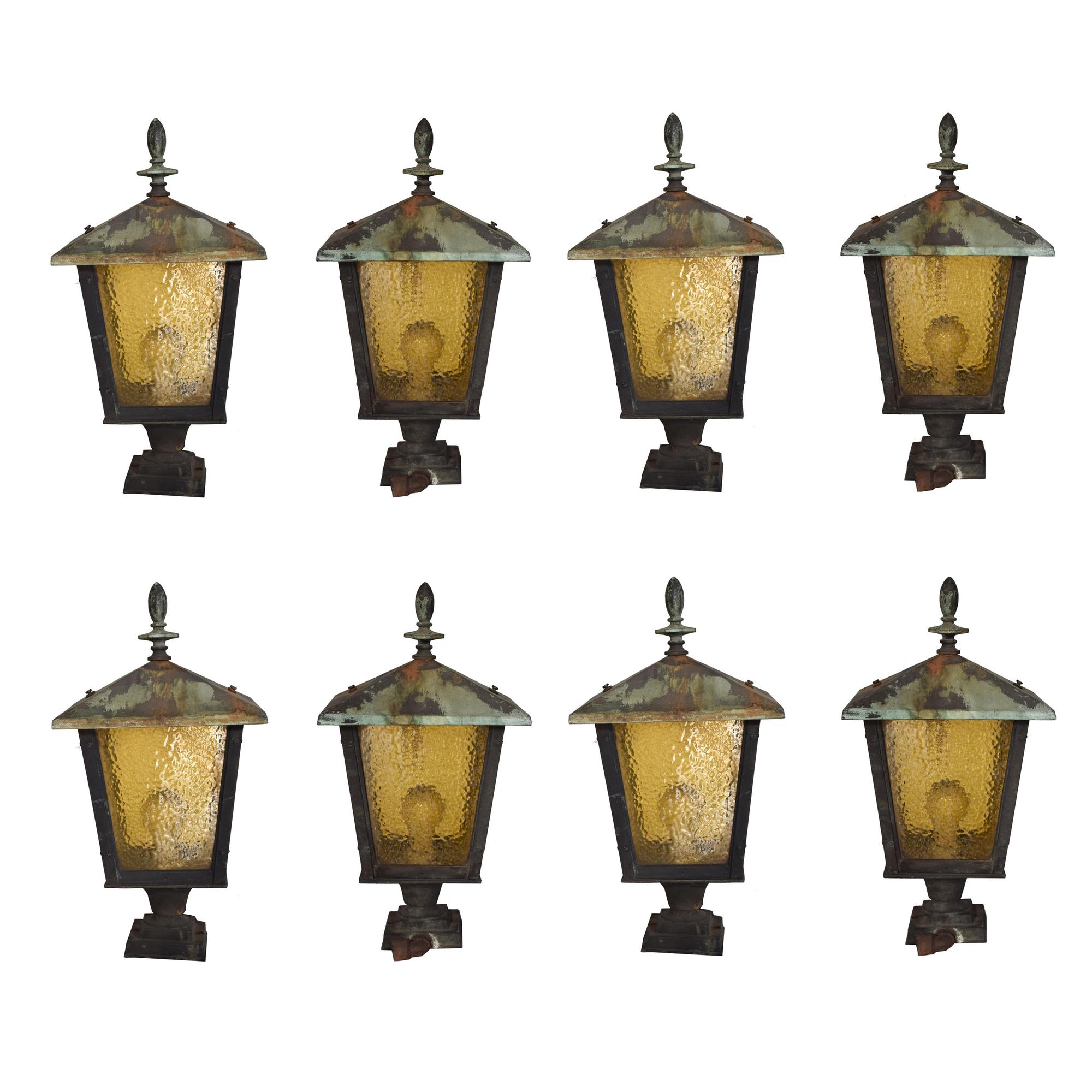 A Set of Eight American Bronze Lanterns 11" W x 11" D x 21" H — United States, Circa 1900
