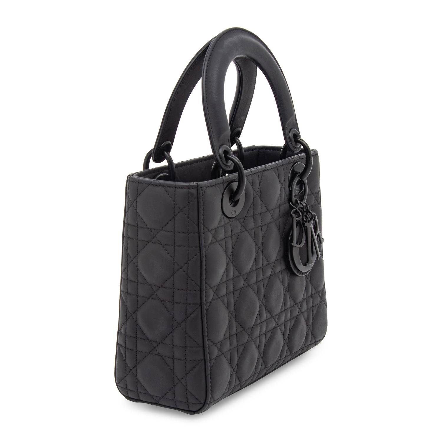 CHRISTIAN DIOR, MATTE ALL-BLACK SMALL LADY DIOR