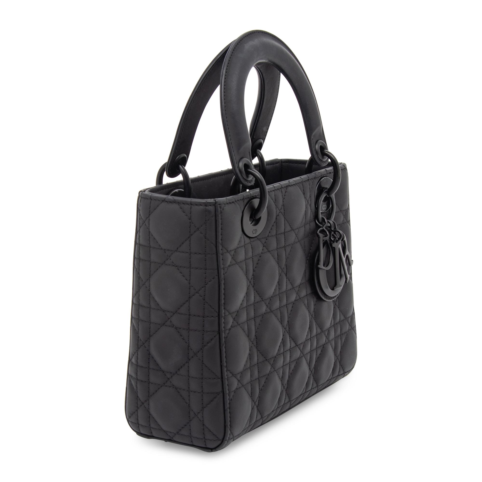 CHRISTIAN DIOR, MATTE ALL-BLACK SMALL LADY DIOR