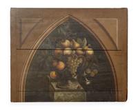 A Gothic Revival painted pine fireboard, mid-19th century