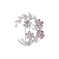 DIAMOND AND RUBY SPRAY BROOCH