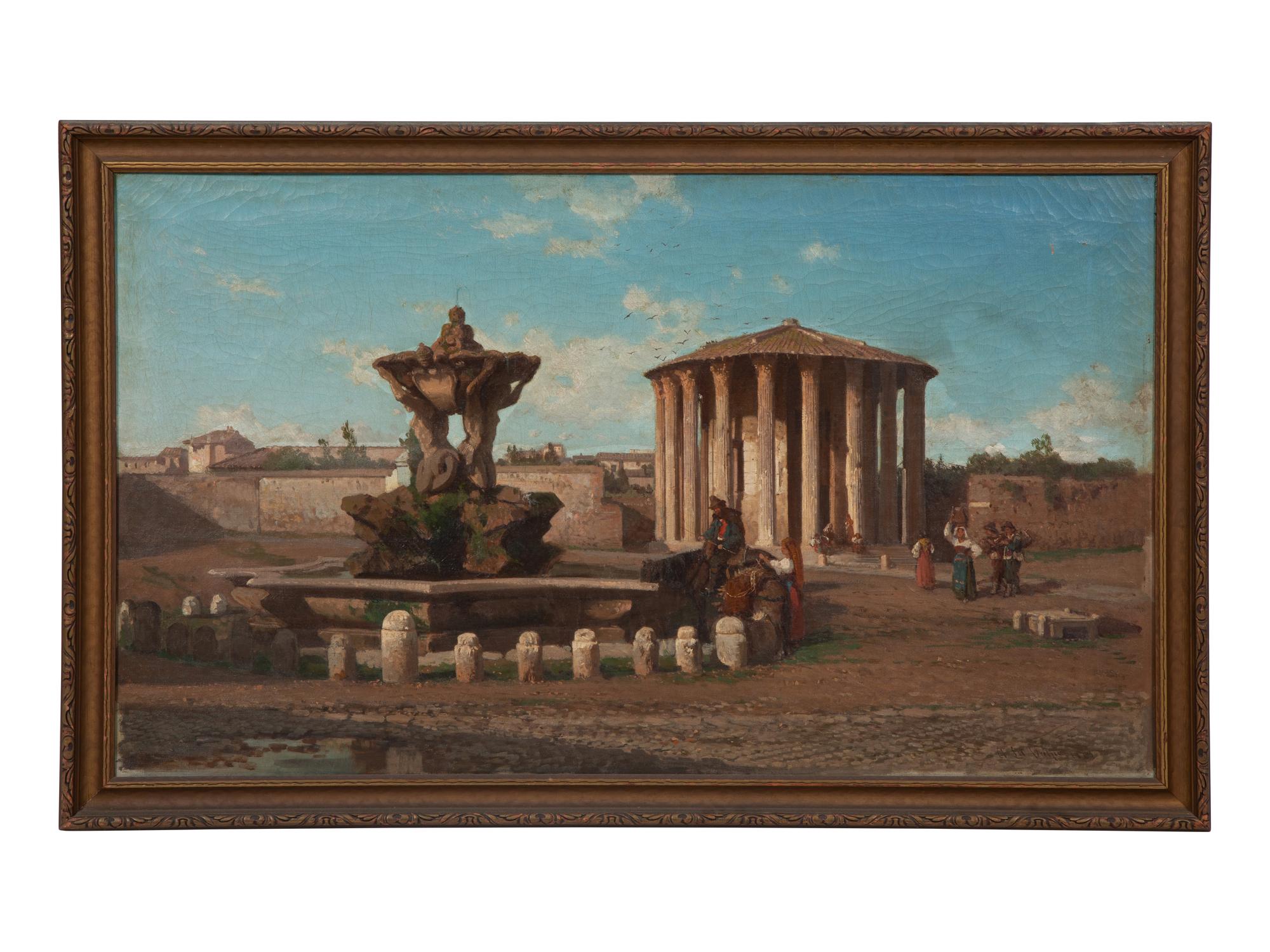 Travelers near the Temple of Hercules Victor, Rome