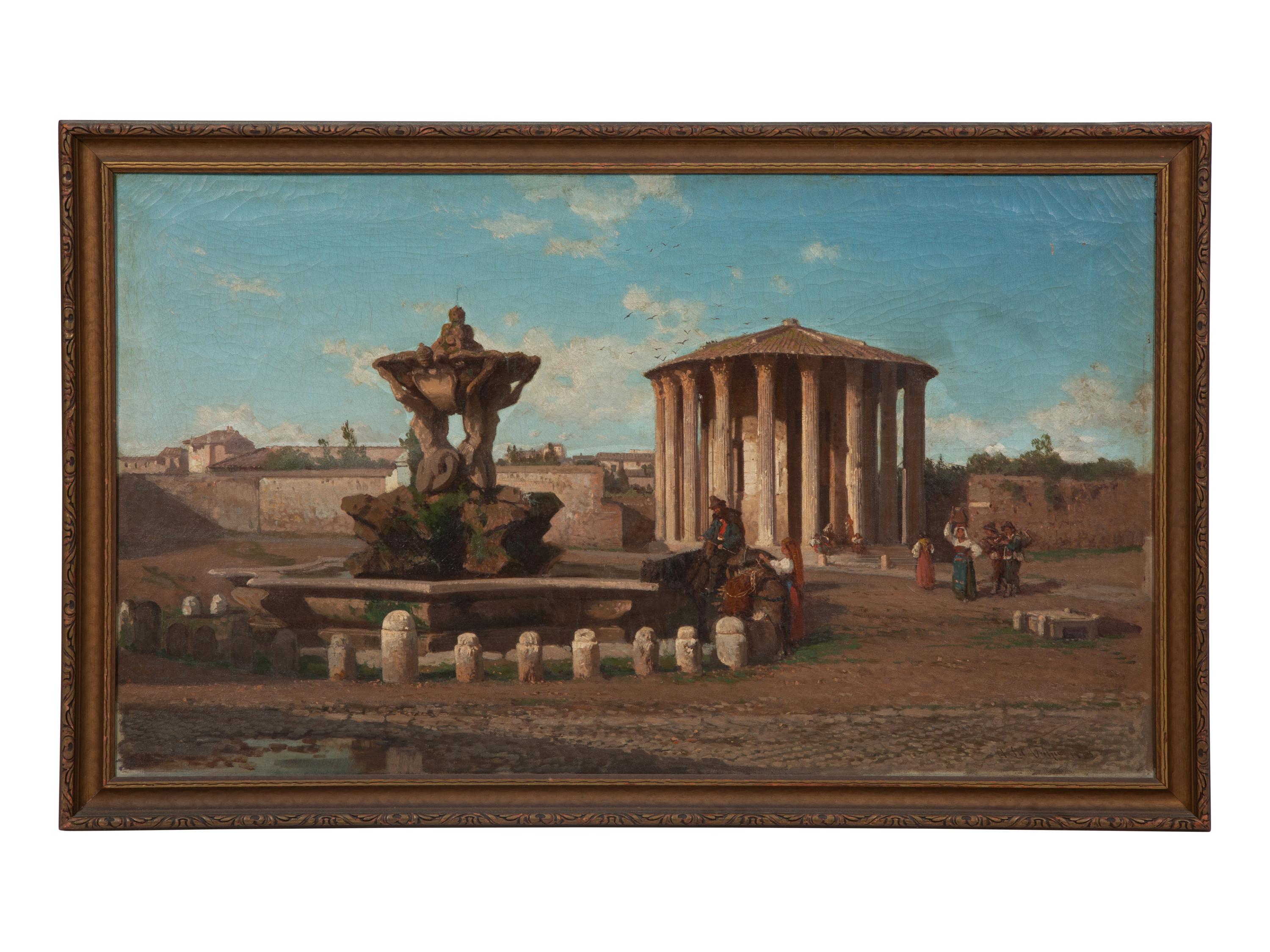 Travelers near the Temple of Hercules Victor, Rome