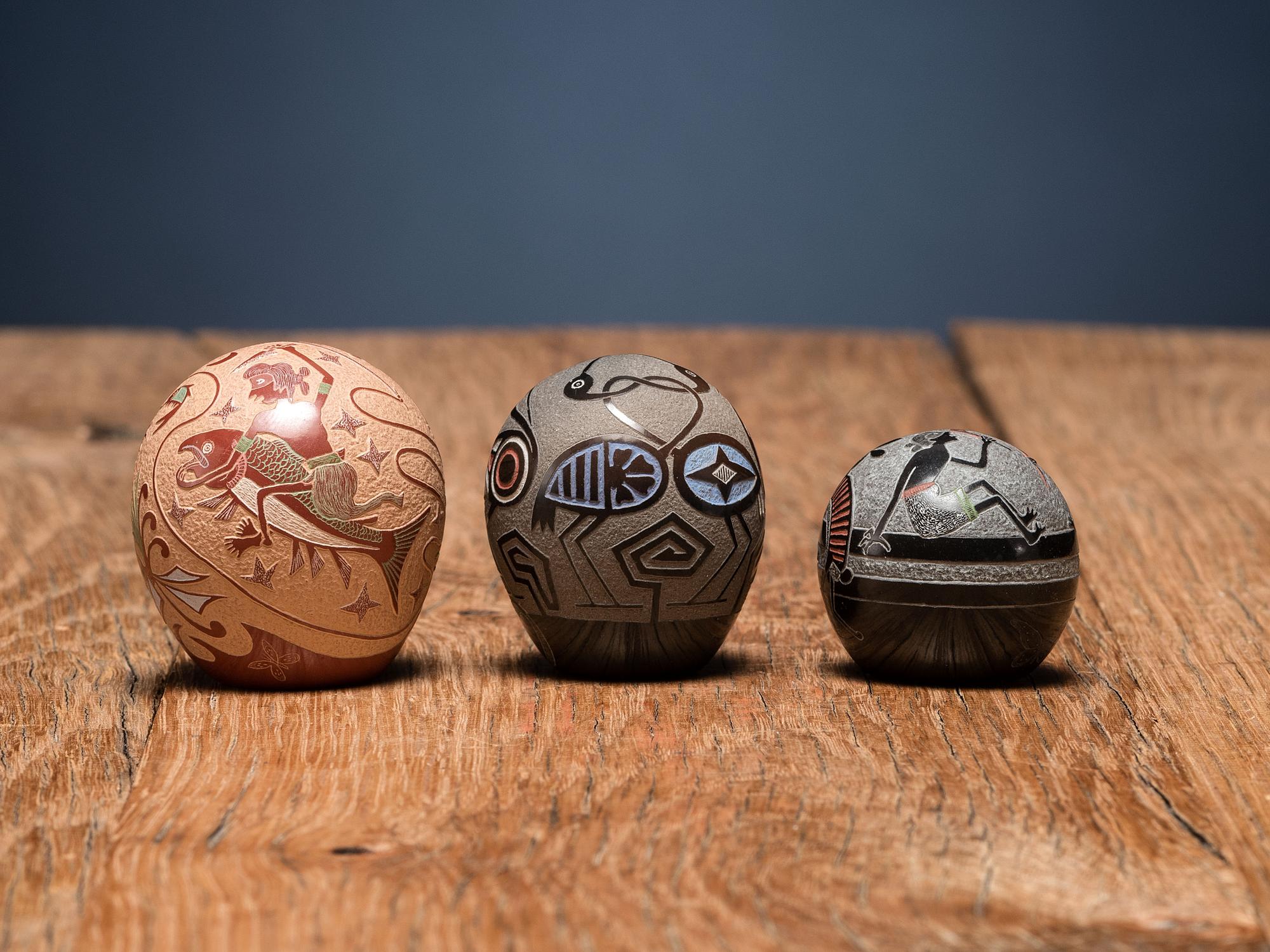 Miniature Sgraffito Pottery, with Hunters and Warriors