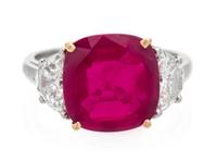 An Important Platinum, 18 Karat Yellow Gold, Burmese Ruby and Diamond Ring, Oscar Heyman Brothers, 4.40 dwts.