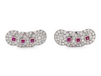 VAN CLEEF & ARPELS, RUBY AND DIAMOND EARCLIPS