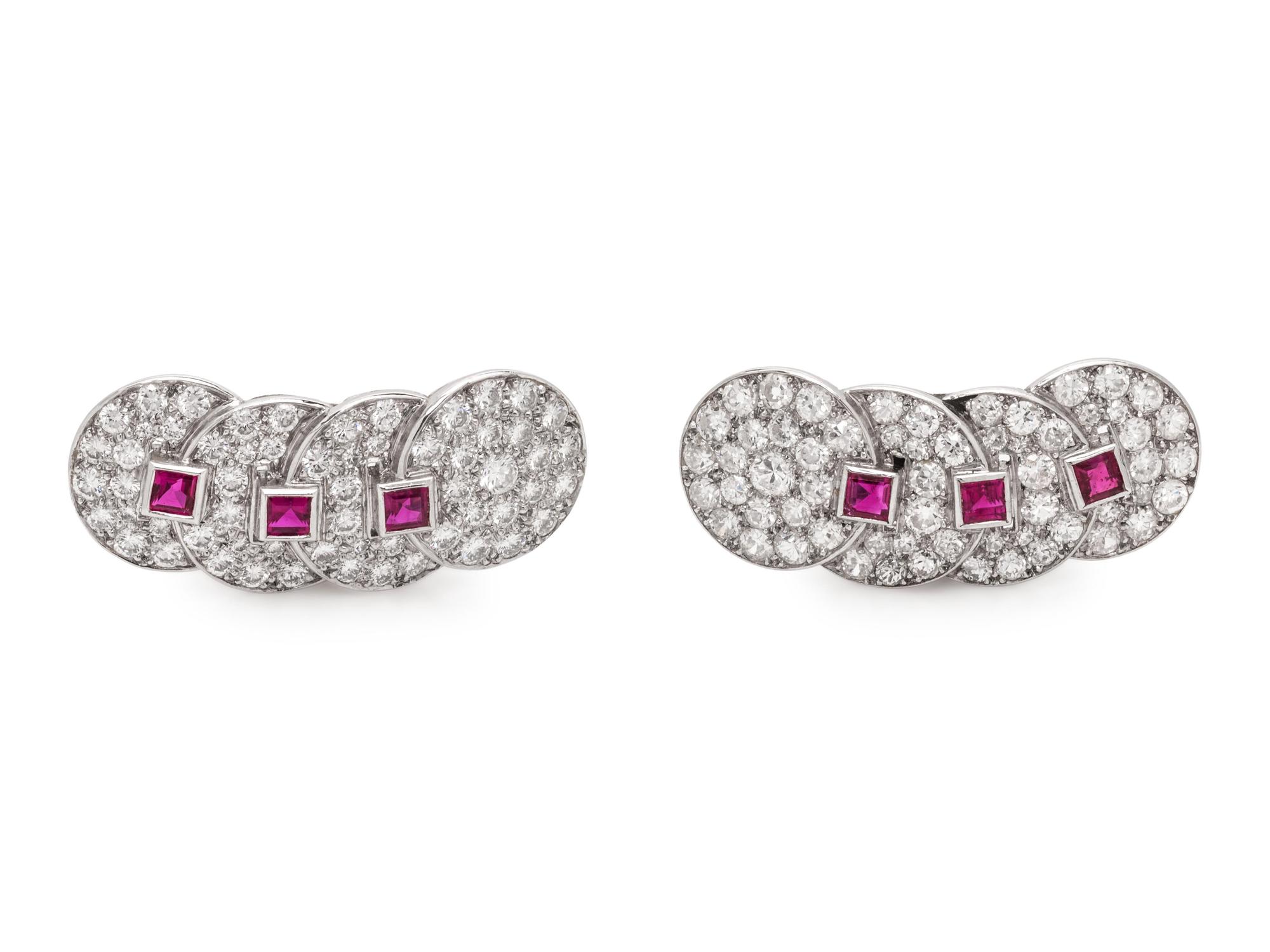VAN CLEEF & ARPELS, RUBY AND DIAMOND EARCLIPS