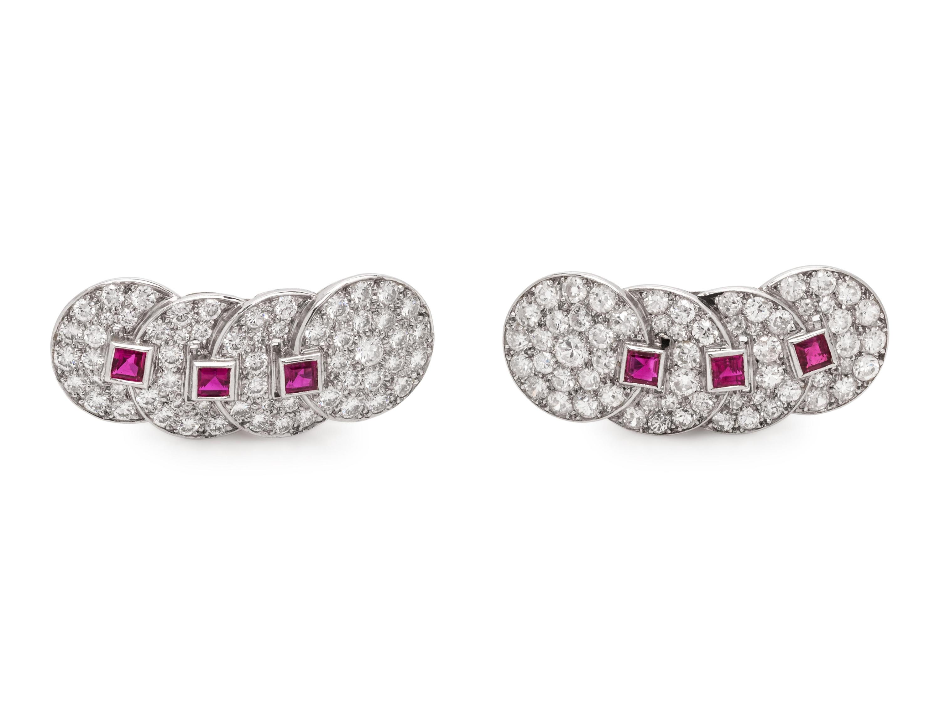 VAN CLEEF & ARPELS, RUBY AND DIAMOND EARCLIPS