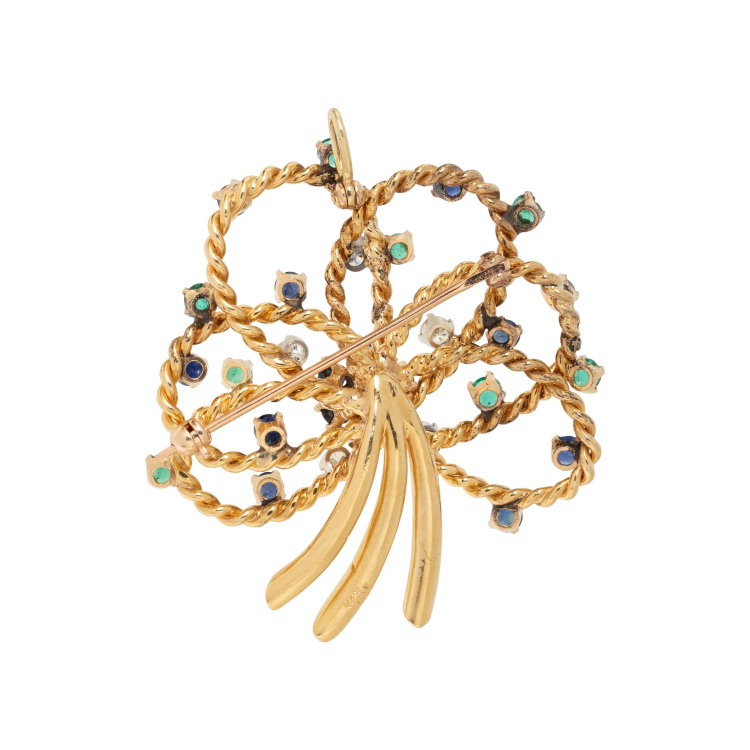 DIAMOND AND MULTIGEM SPRAY PENDANT/BROOCH