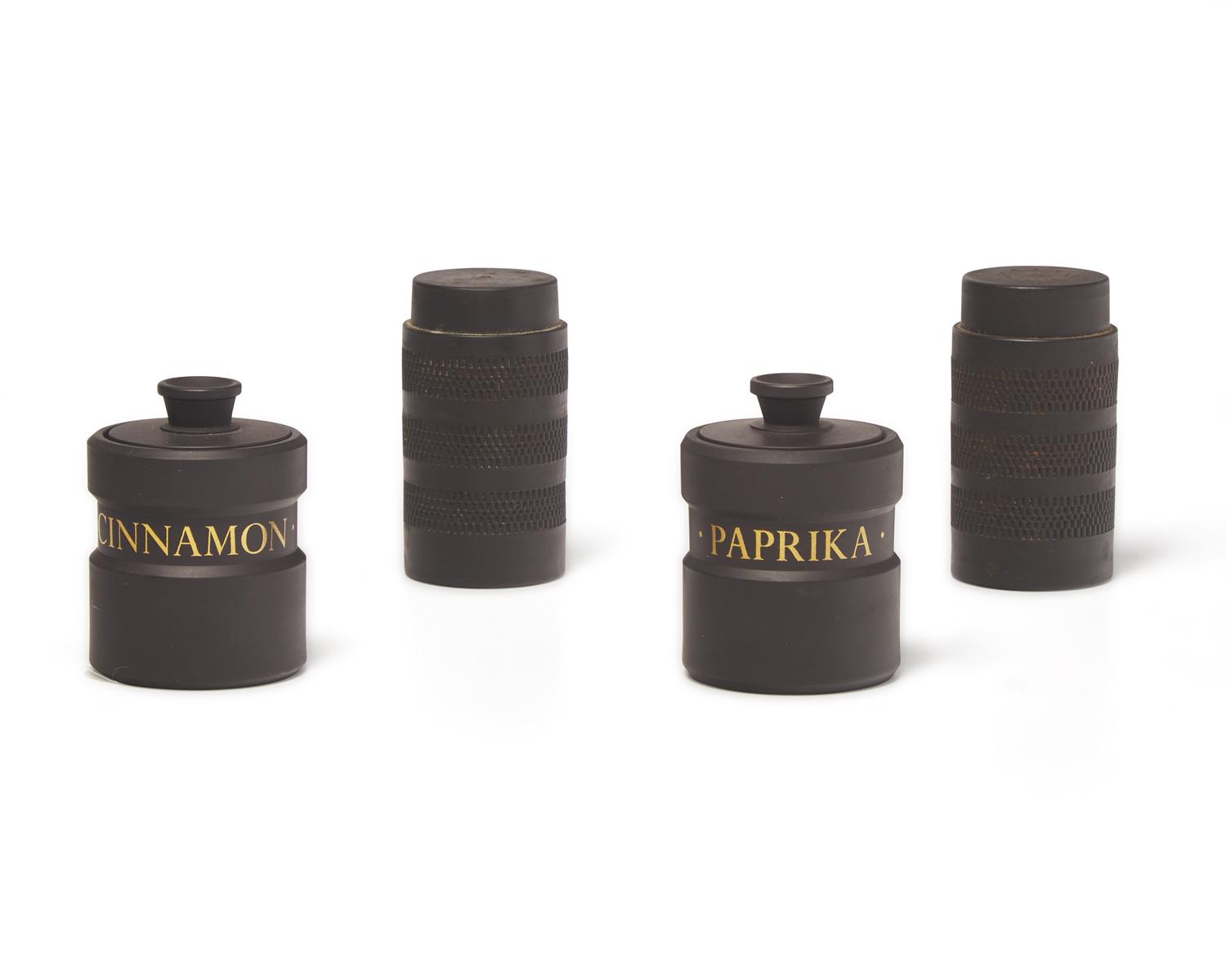 A Wedgwood Black Basalt Spice Set
