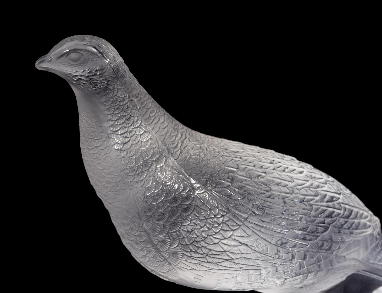 A Pair of Lalique Quail Figures