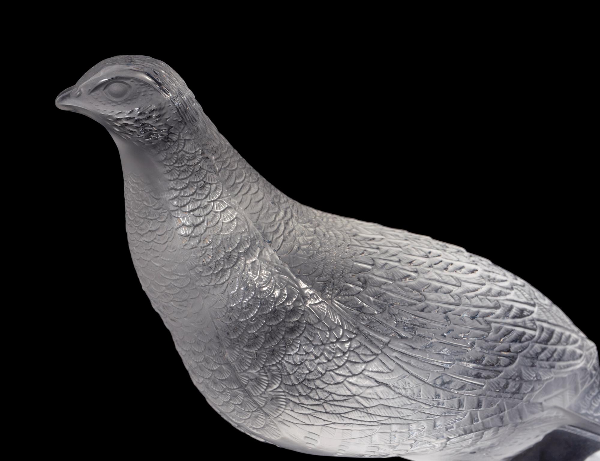A Pair of Lalique Quail Figures