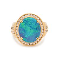 BLACK OPAL AND DIAMOND RING