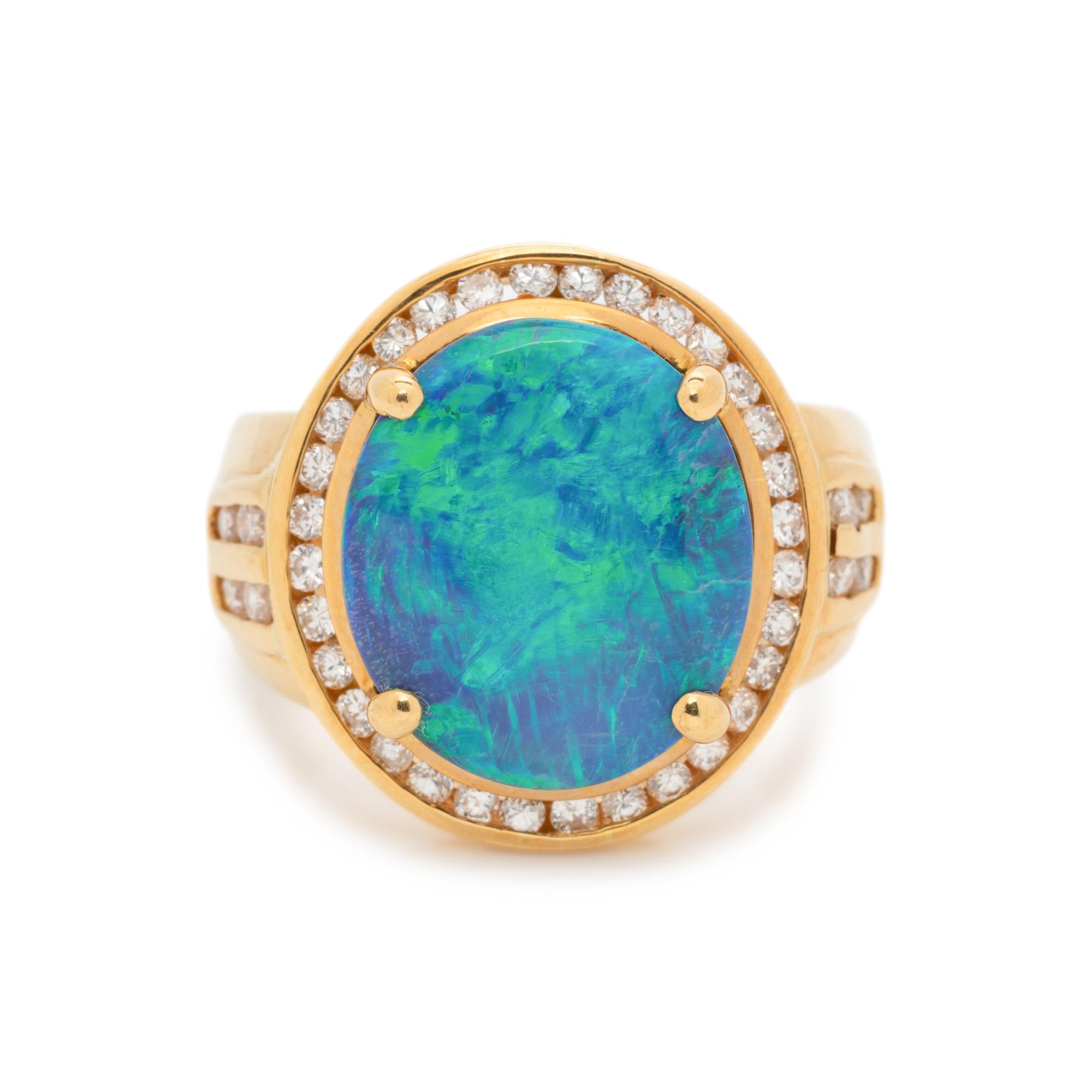 BLACK OPAL AND DIAMOND RING
