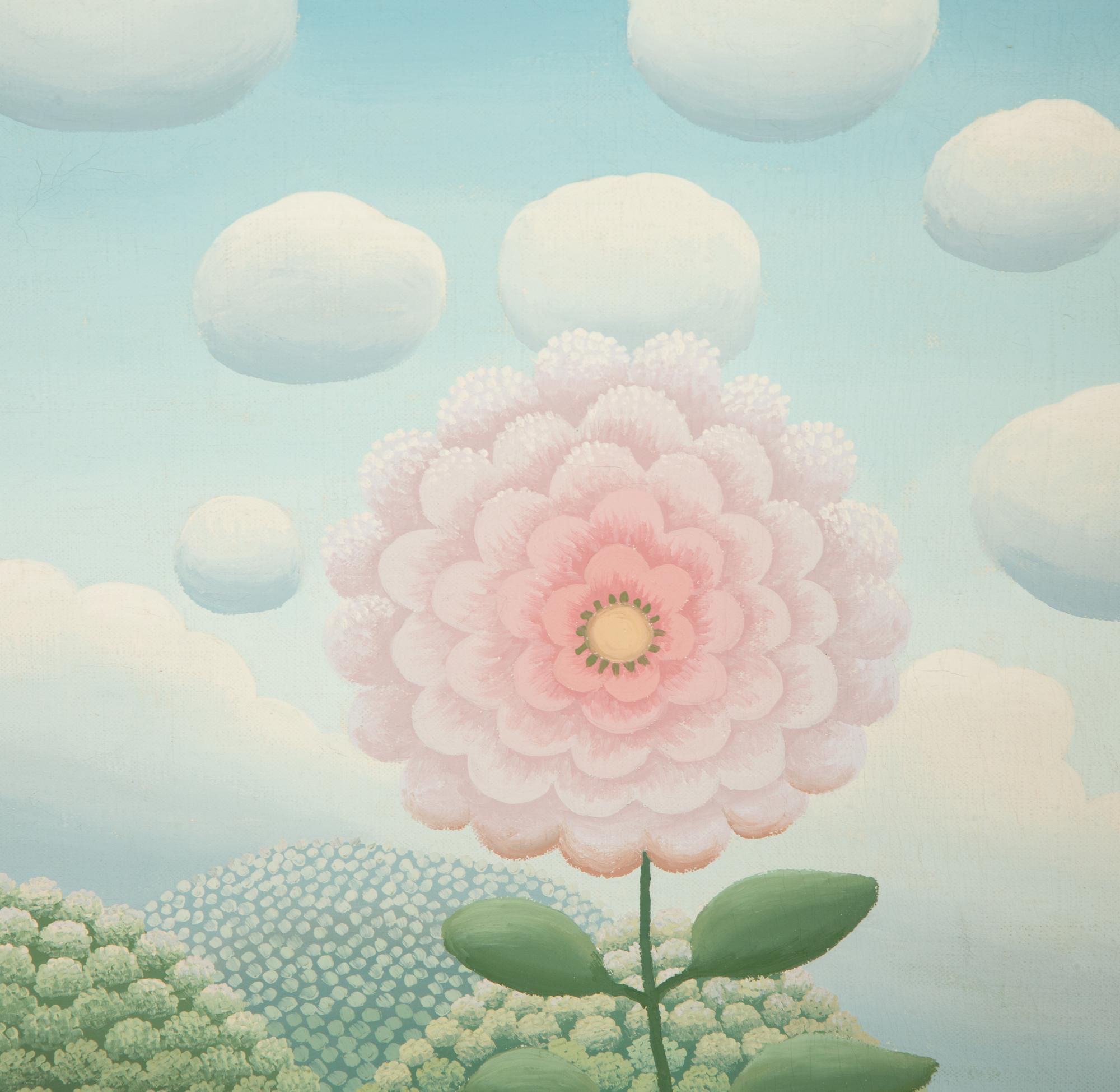 Two Pink Flowers in a Landscape , 1980