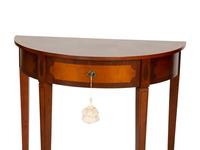 A Pair of George III Style Inlaid Mahogany Demilune Side Tables