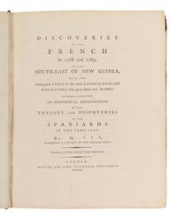 [EXPLORATION -- PACIFIC]. FLEURIEU, Charles Pierre Claret de, Comte (1738-1810). Discoveries of the French in 1768 and 1769, to the South-East of New Guinea … Translated from the French. London: John Stockdale, 1791.