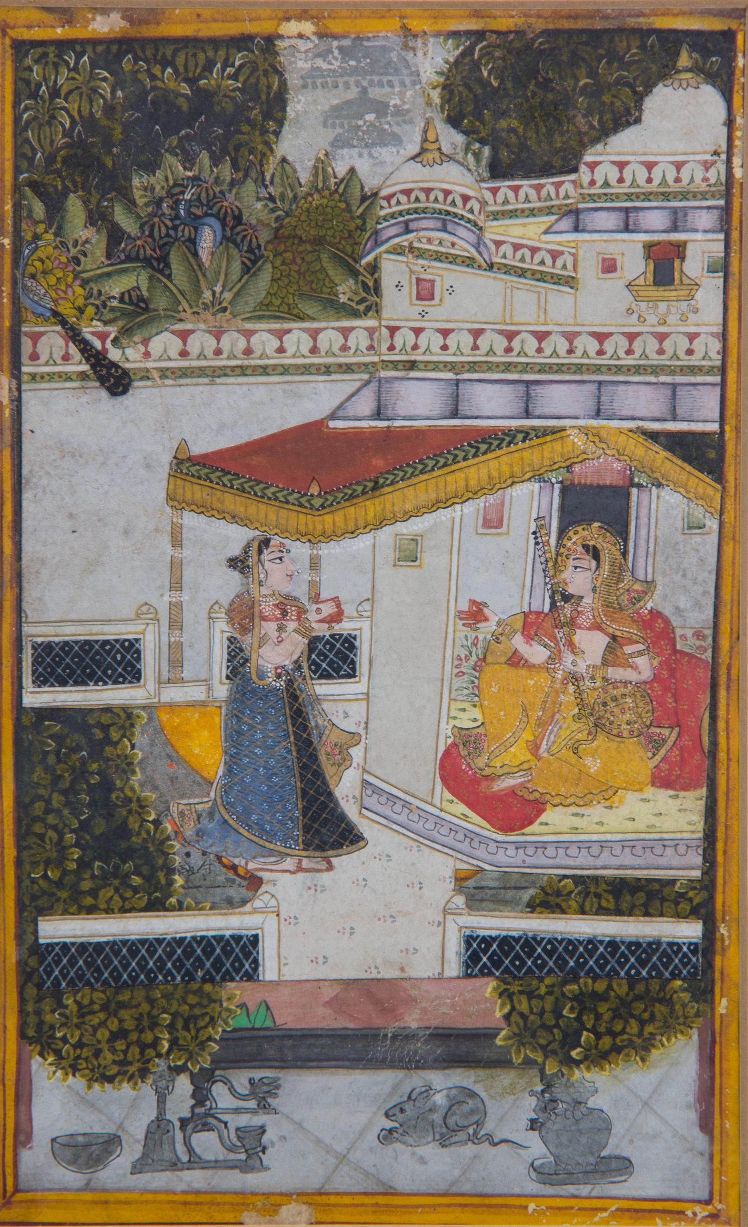 Two Kangra Traditional Court Paintings Dimensions of larger 8 x 11 1/4 inches. — 19TH/20TH CENTURY