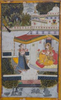 Two Kangra Traditional Court Paintings Dimensions of larger 8 x 11 1/4 inches. — 19TH/20TH CENTURY