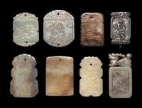 Eight Chinese Carved Jade Plaques