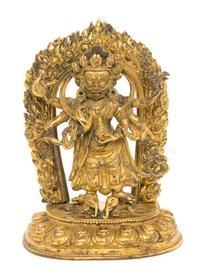 A Sino-Tibetan Gilt Bronze Figure of a Bodhisattva