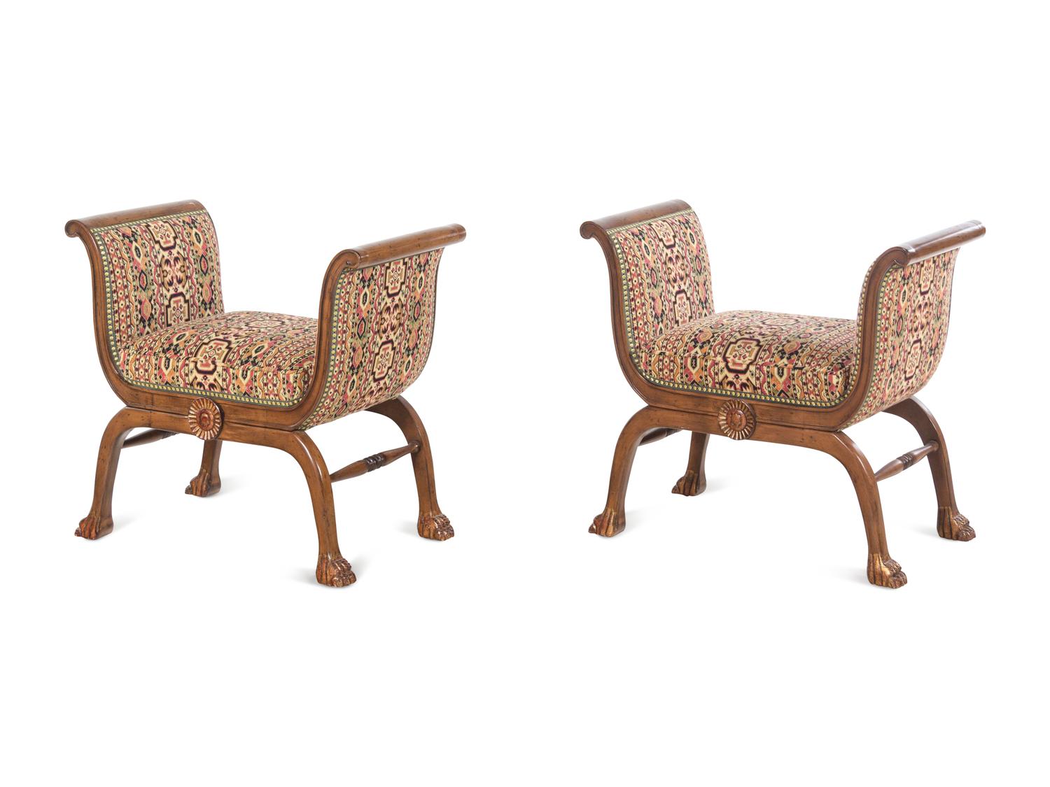 A Pair of Schumacher Curule-Form Benches