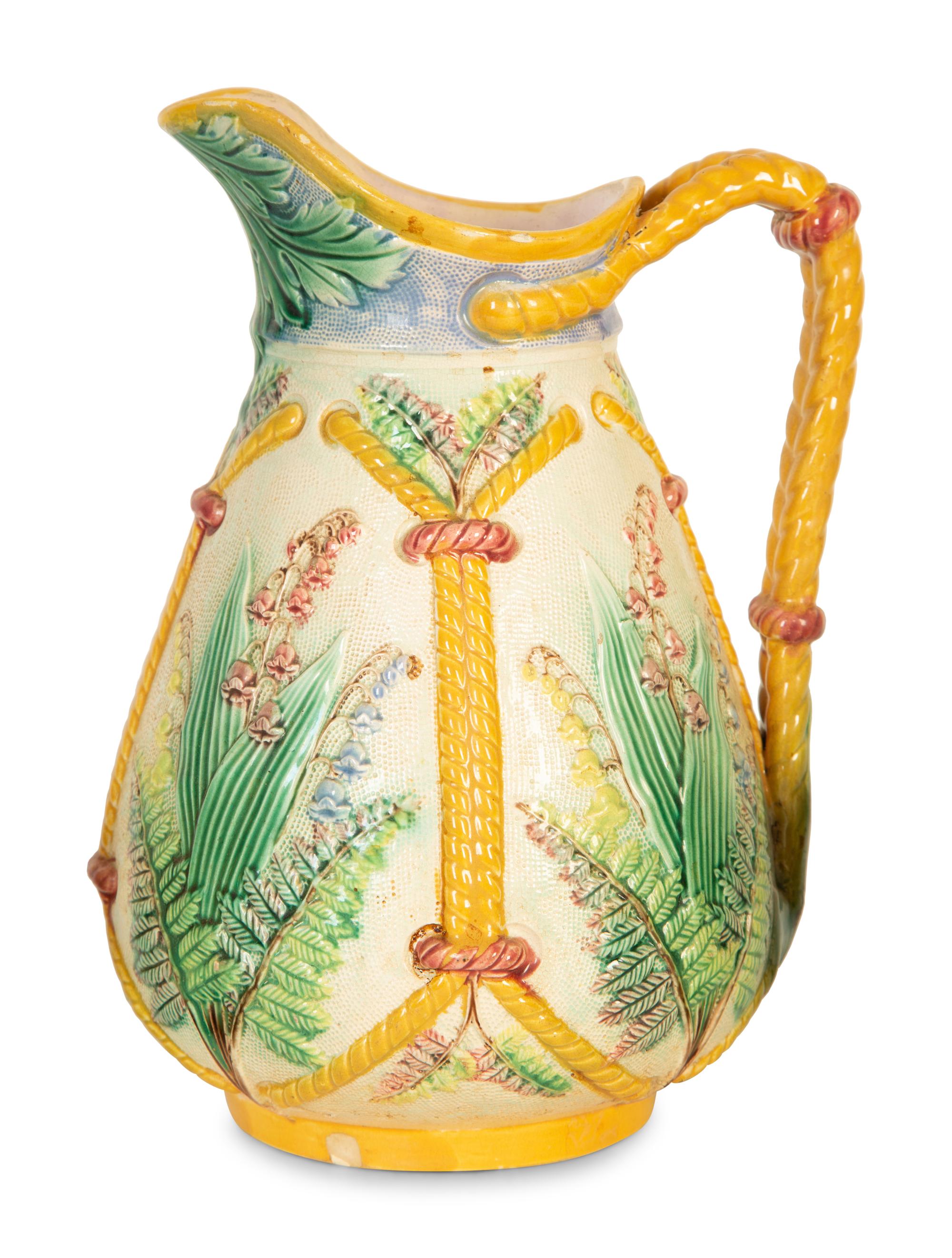 A Zsolnay Iridescent Art Pottery Cachepot and Two Majolica Table Articles — 19th/20th Century