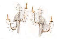 A Pair of Rock Crystal Two-Light Sconces in the Style of Maison Baguès
