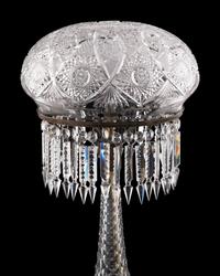 An American Brilliant Cut-Glass Two-Light Argand Lamp