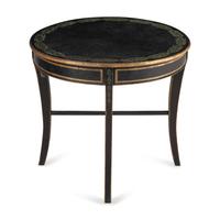 A Black and Polychrome-Painted Side Table
