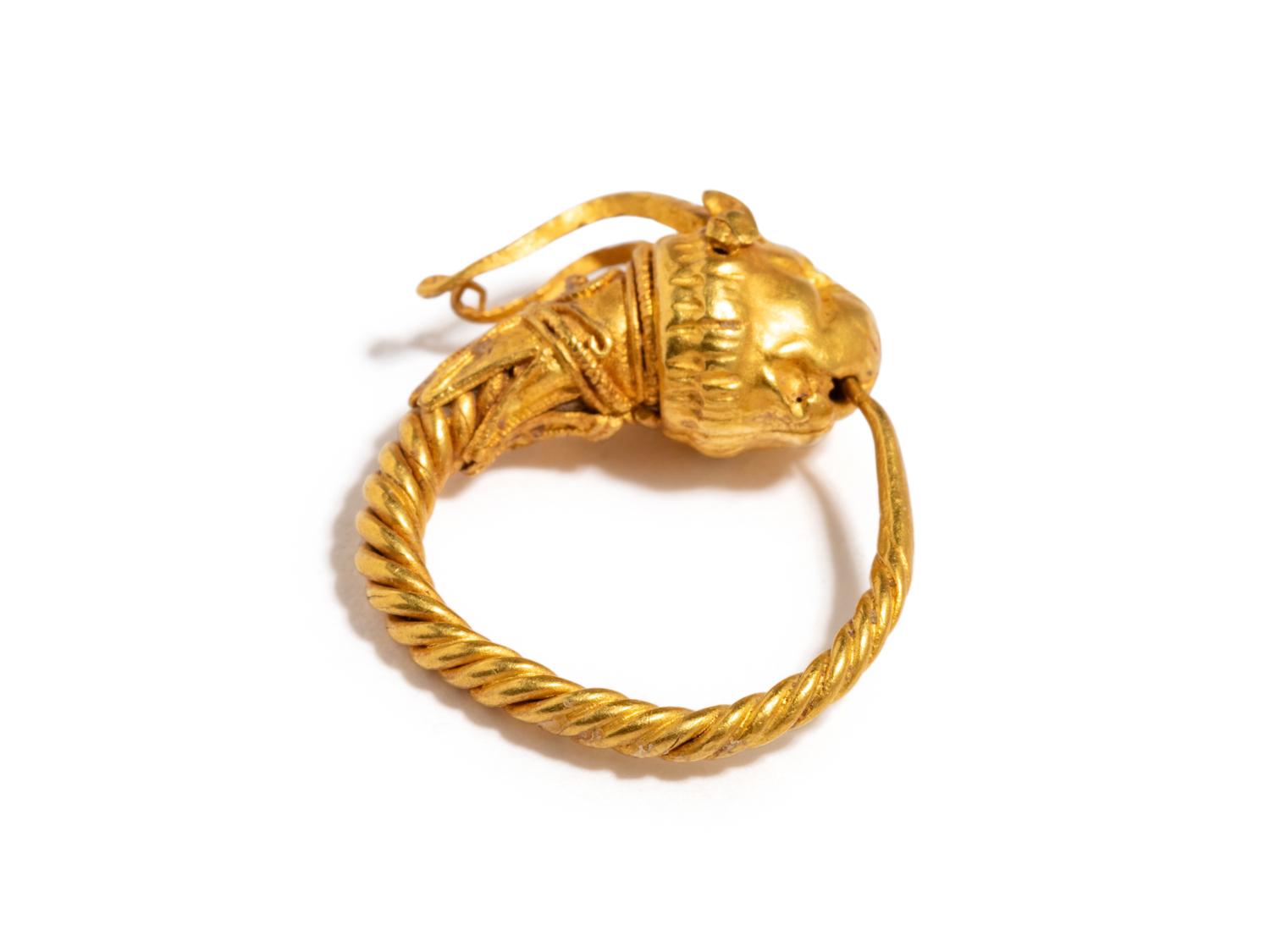 A Greek Gold Hoop Earring with a Griffin-Head Terminal