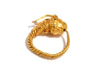 A Greek Gold Hoop Earring with a Griffin-Head Terminal