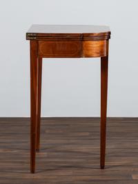 A Federal Figured and Floral Inlaid Mahogany Game Table