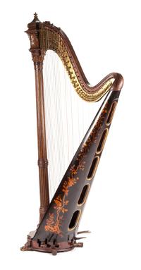 A French Japonesque Mother-of-Pearl Inlaid Harp Height 73 inches. — SEBASTIAN ERARD, 19TH CENTURY