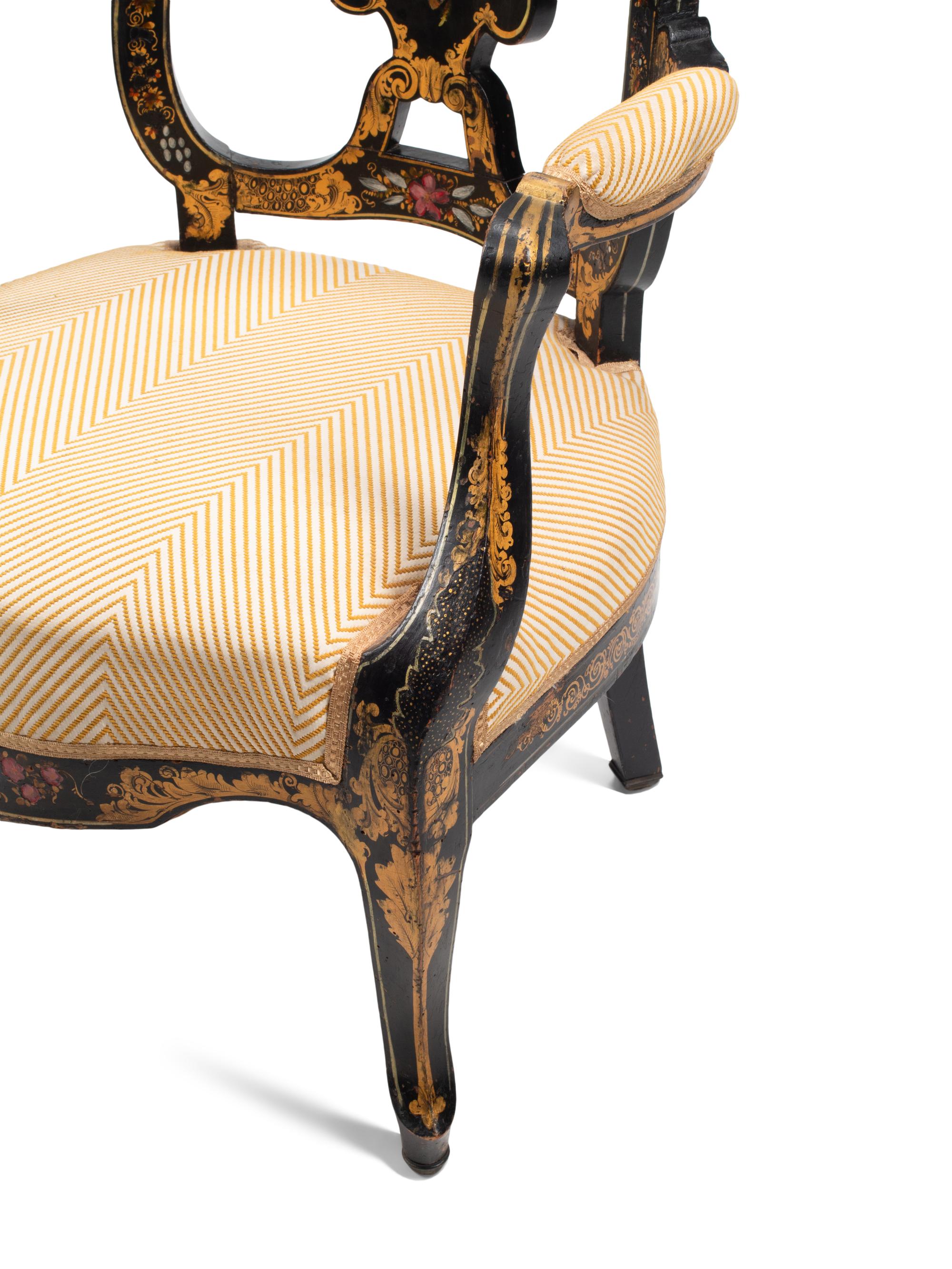 A Pair of English Victorian Painted Armchairs