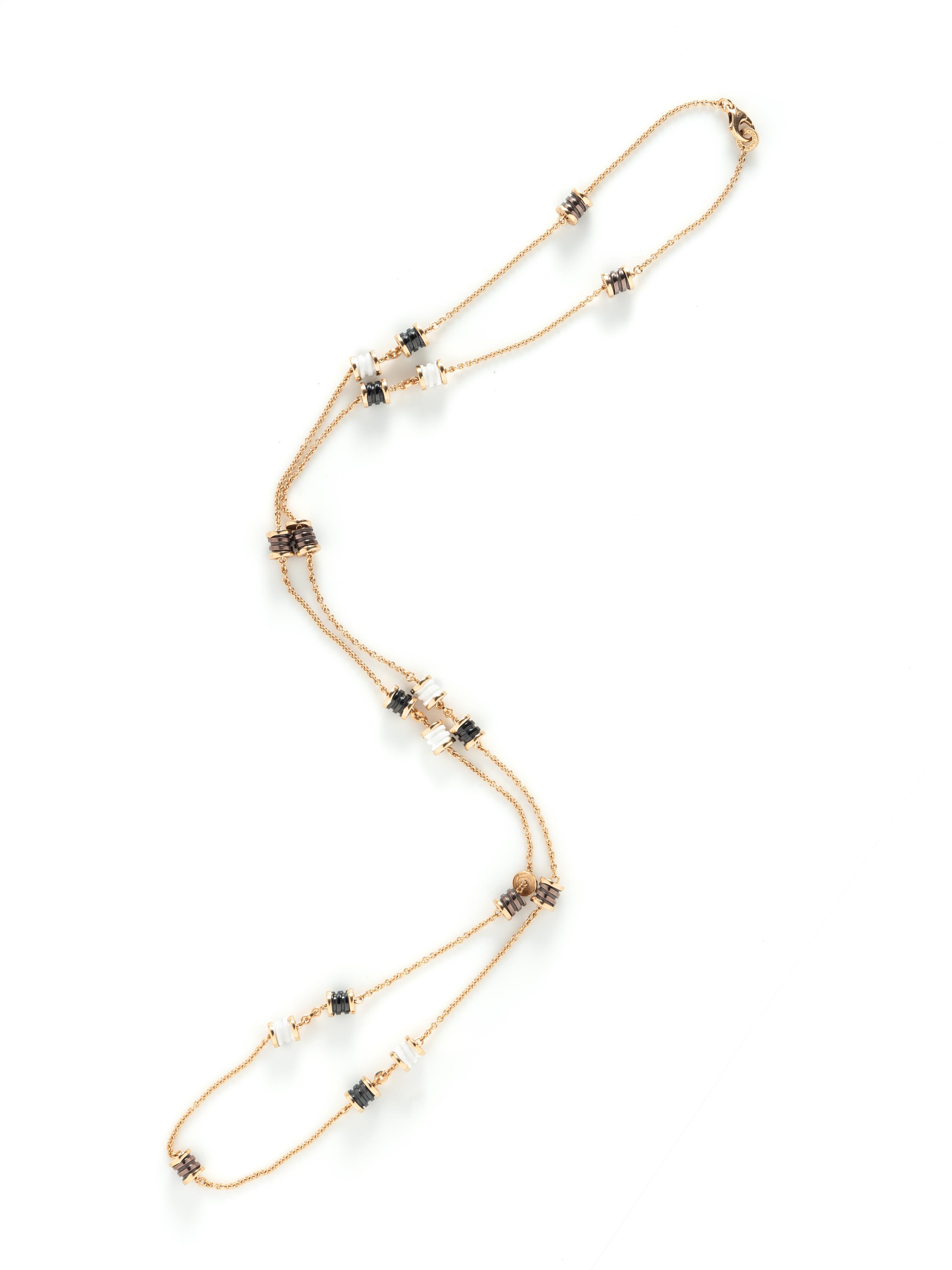 BULGARI, ROSE GOLD AND CERAMIC 'B.ZERO1' NECKLACE