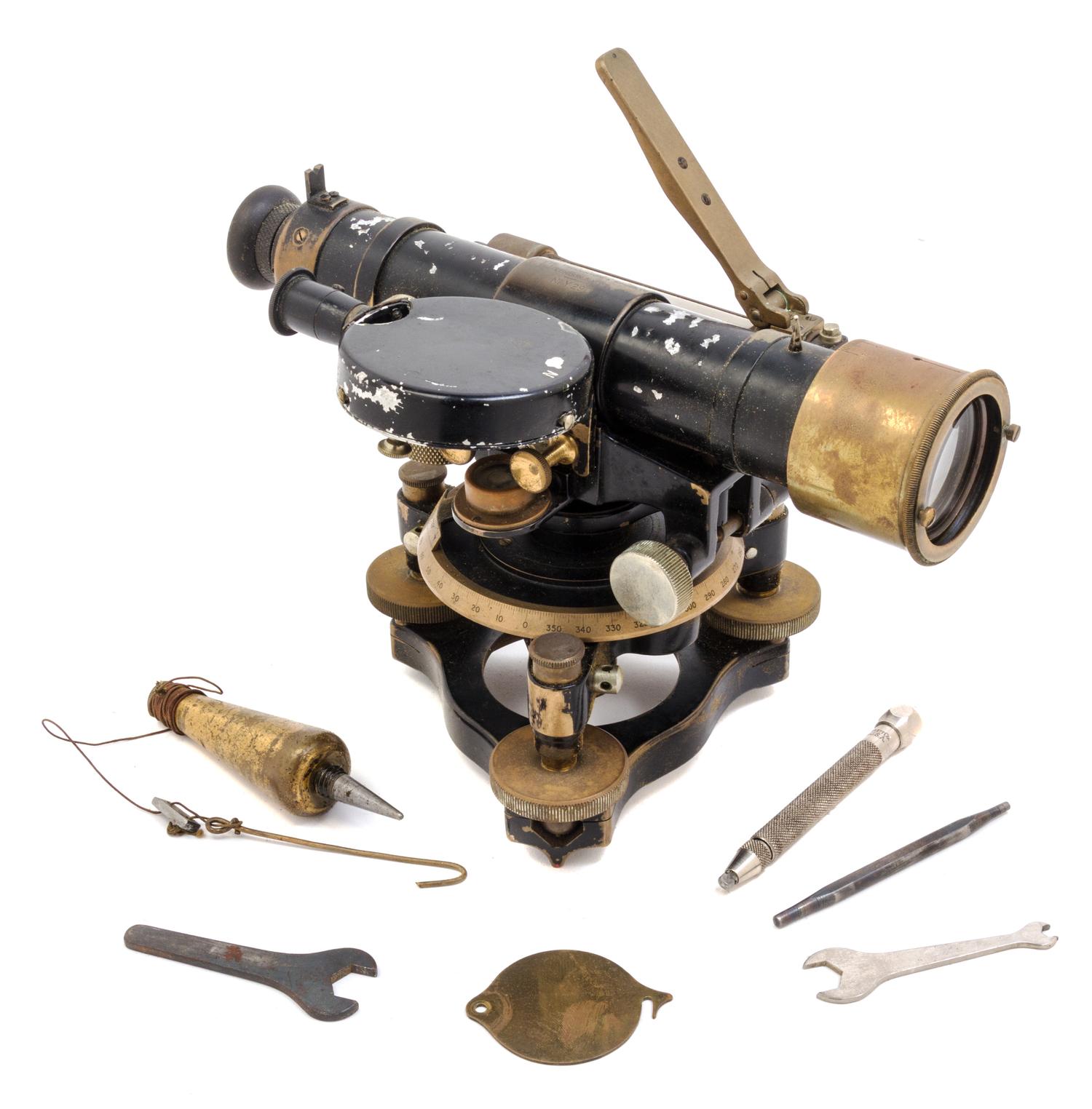 An English Black Lacquered Surveyor's Level Length of scope 10 inches. — COOKE, TROUGHTON & SIMMS LTD., LONDON, EARLY 20TH CENTURY