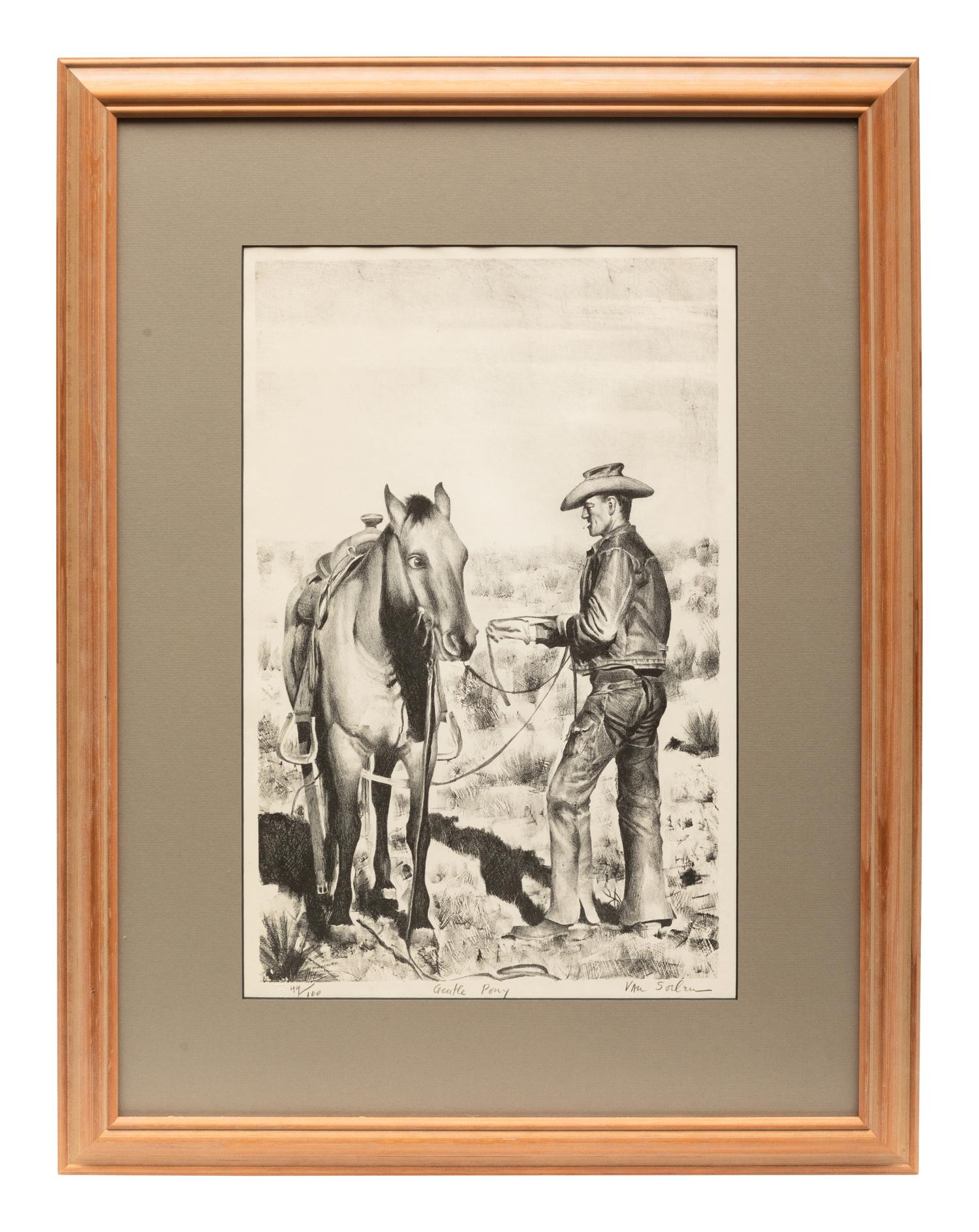 Chuckwagons and Cowboys , Complete Portfolio of 18 Works: Gentle Pony; Spring Work; The Rope Corral; Shipping; New Slippers; Noon On Demand; The Green Bronc; Cow Country; After Supper; Beans for Supper; Spring Branding; Working the Wagon; Morning; Water Tank; The Cook; Flanking Team; Bridling the Buckskin; The Wrangler