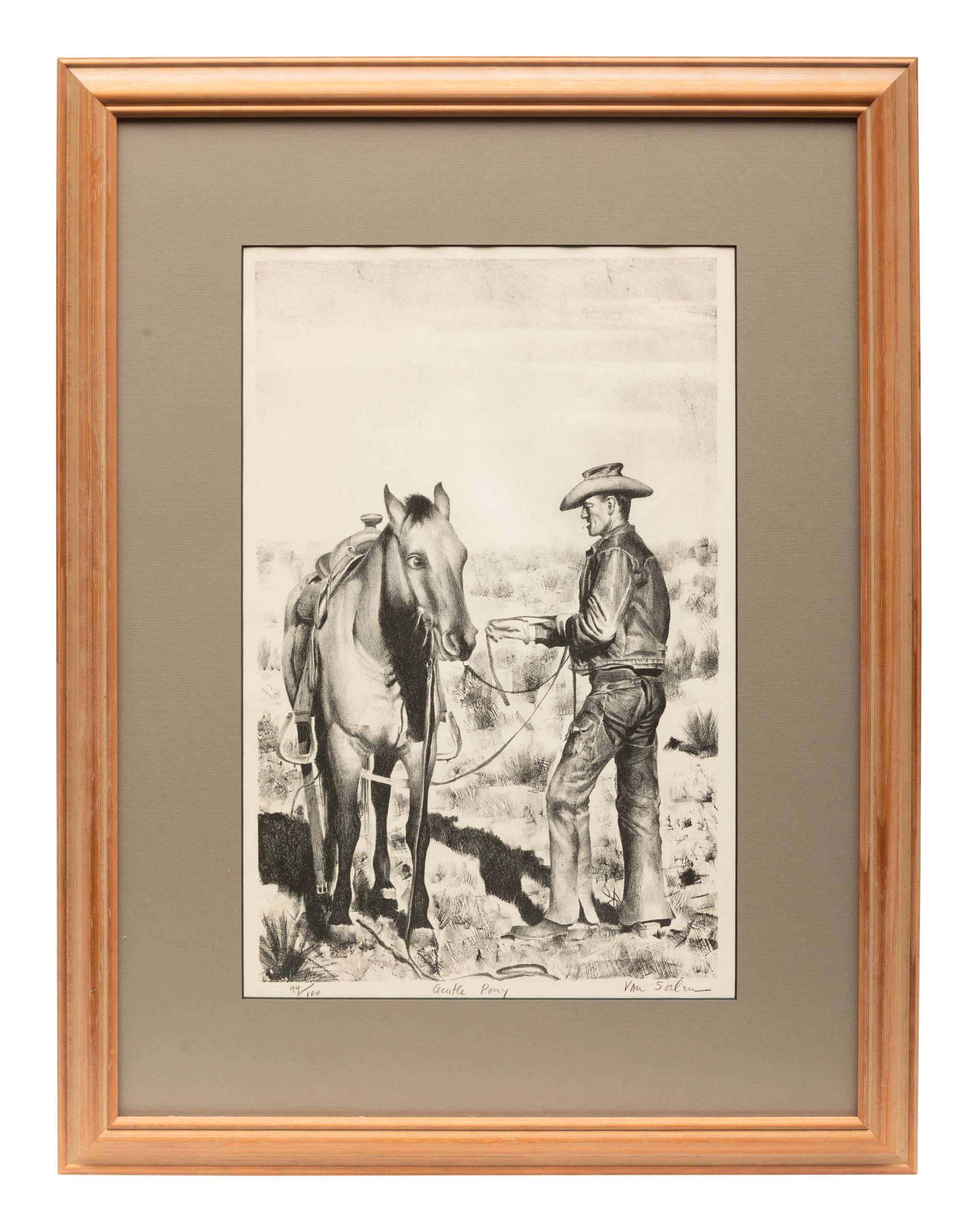 Chuckwagons and Cowboys , Complete Portfolio of 18 Works: Gentle Pony; Spring Work; The Rope Corral; Shipping; New Slippers; Noon On Demand; The Green Bronc; Cow Country; After Supper; Beans for Supper; Spring Branding; Working the Wagon; Morning; Water Tank; The Cook; Flanking Team; Bridling the Buckskin; The Wrangler