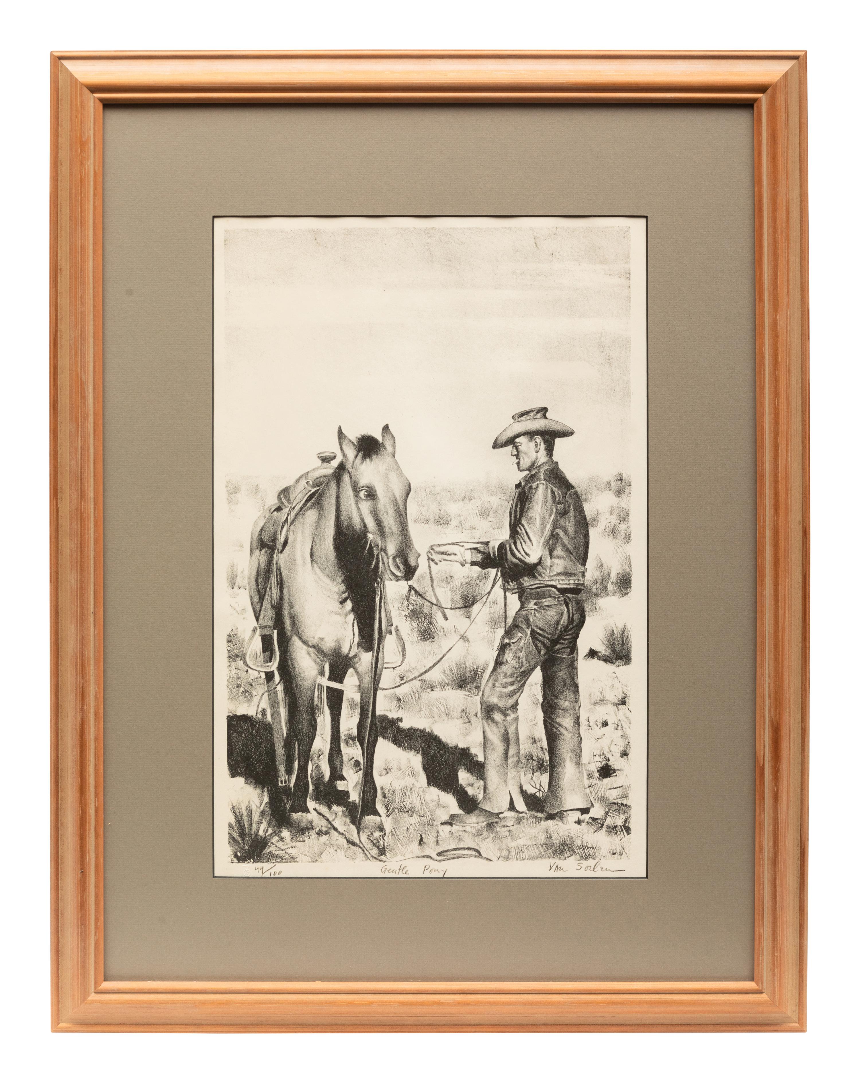 Chuckwagons and Cowboys , Complete Portfolio of 18 Works: Gentle Pony; Spring Work; The Rope Corral; Shipping; New Slippers; Noon On Demand; The Green Bronc; Cow Country; After Supper; Beans for Supper; Spring Branding; Working the Wagon; Morning; Water Tank; The Cook; Flanking Team; Bridling the Buckskin; The Wrangler