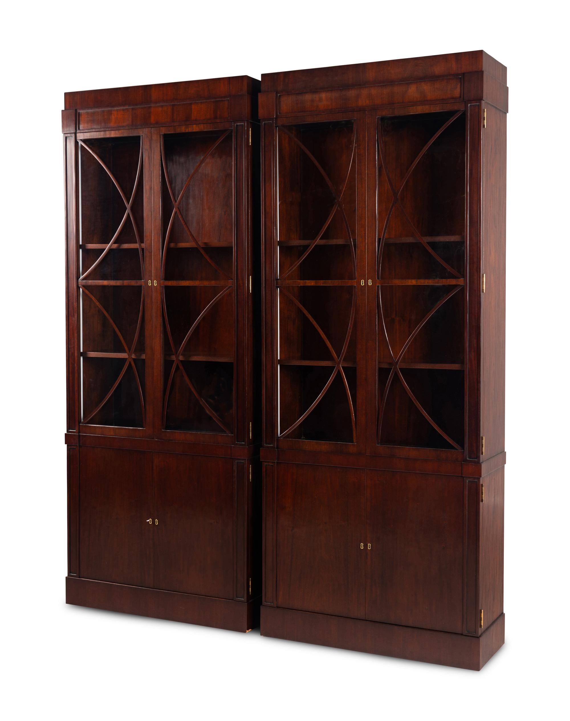 A Pair of Custom Walnut Bookcases