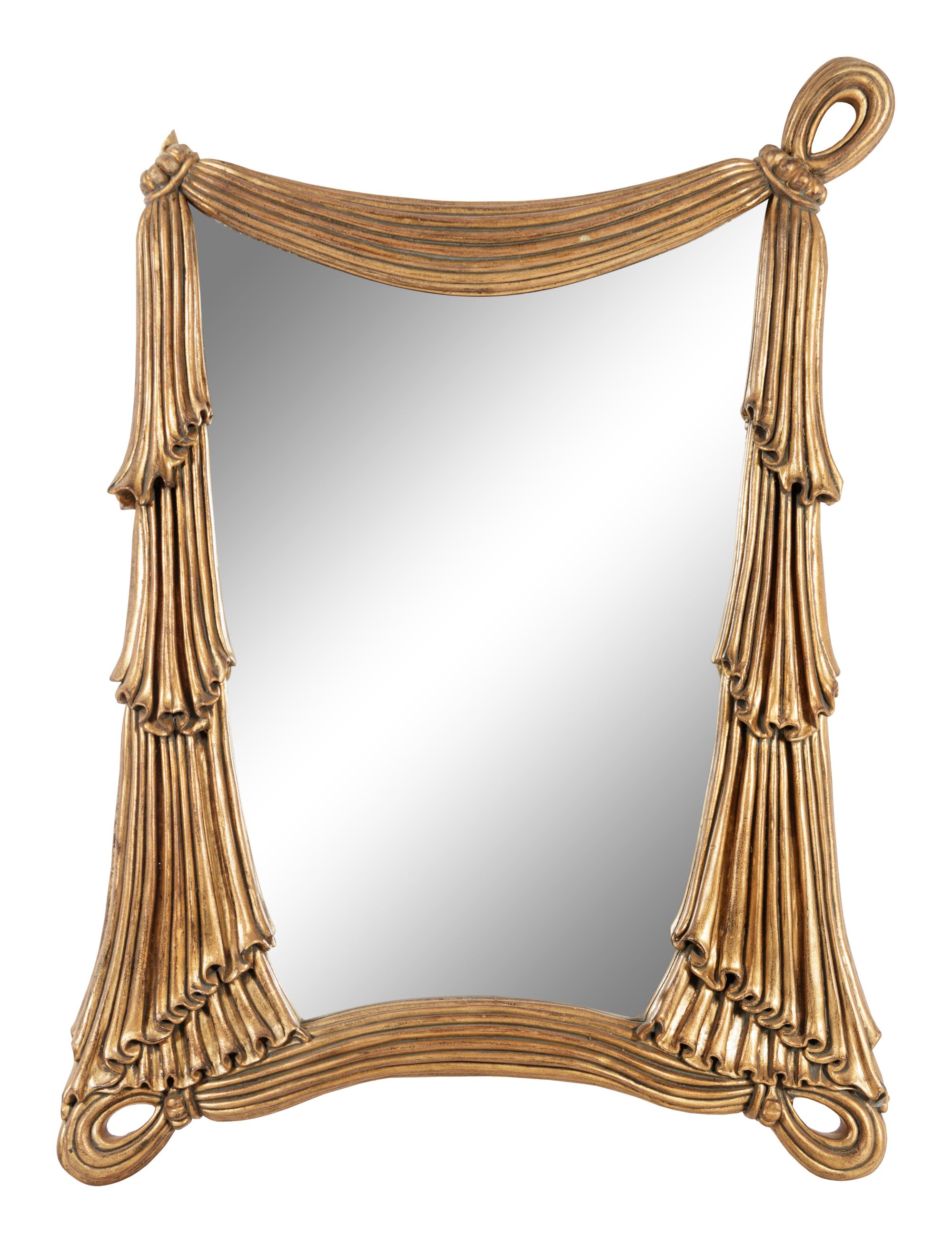 A Pair of Neoclassical Style Gilded Ribbon-Swag Motif Mirrors